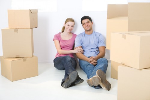 Local moving truck handling apartment access in Sudbury