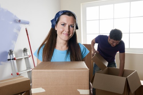 Warehouse and office items organised for a commercial removal